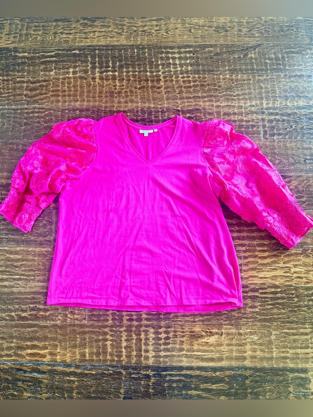 Chico’s Fuchsia Puff Sleeve Knit Blouse | Size 4 (XXL) (EUC)
